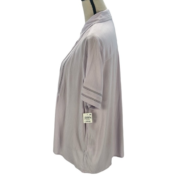 Style & Co Short Sleeve Button Down Blouse - Purple - size Large - Picture 4 of 8